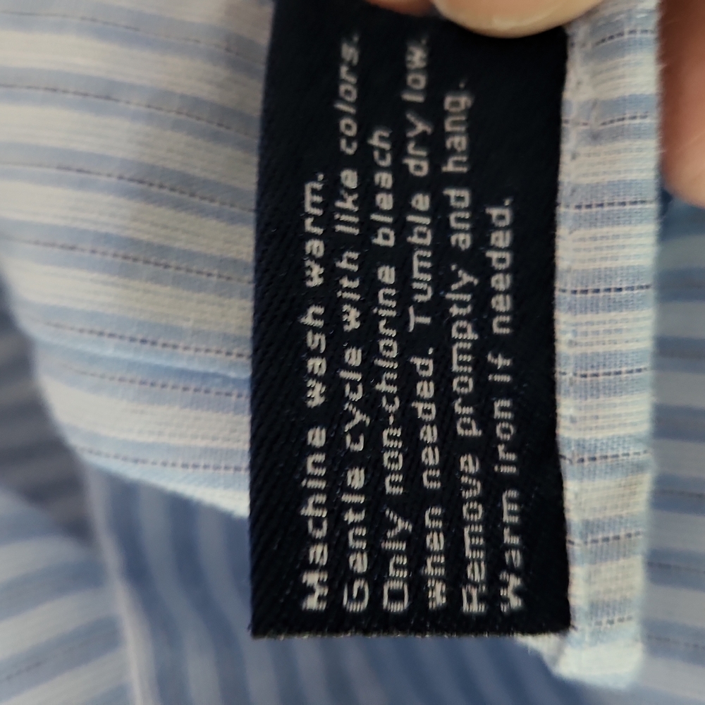 John Ashford, Men'sShirt, 151/2 34-35, M, w Light Blue Stripes w Navy Lines - Picture 7 of 7